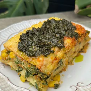 Lasaña + agregado de Pesto